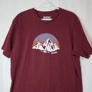 Levi's Burgundy Mountain Graphic Tee Retro Sunset Gorpcore Outdoor 2XL